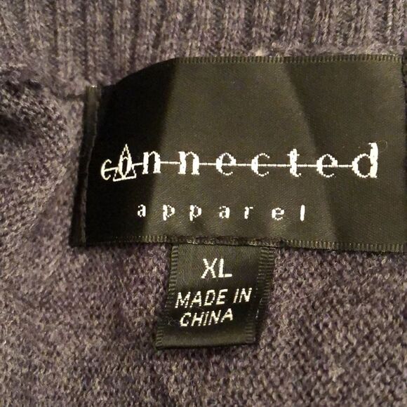 CONNECTED APPAREL SIZE XL BLUE GRAY WOOL V NECK DOLMAN SLEEVE SWEATER DRESS - Picture 8 of 8